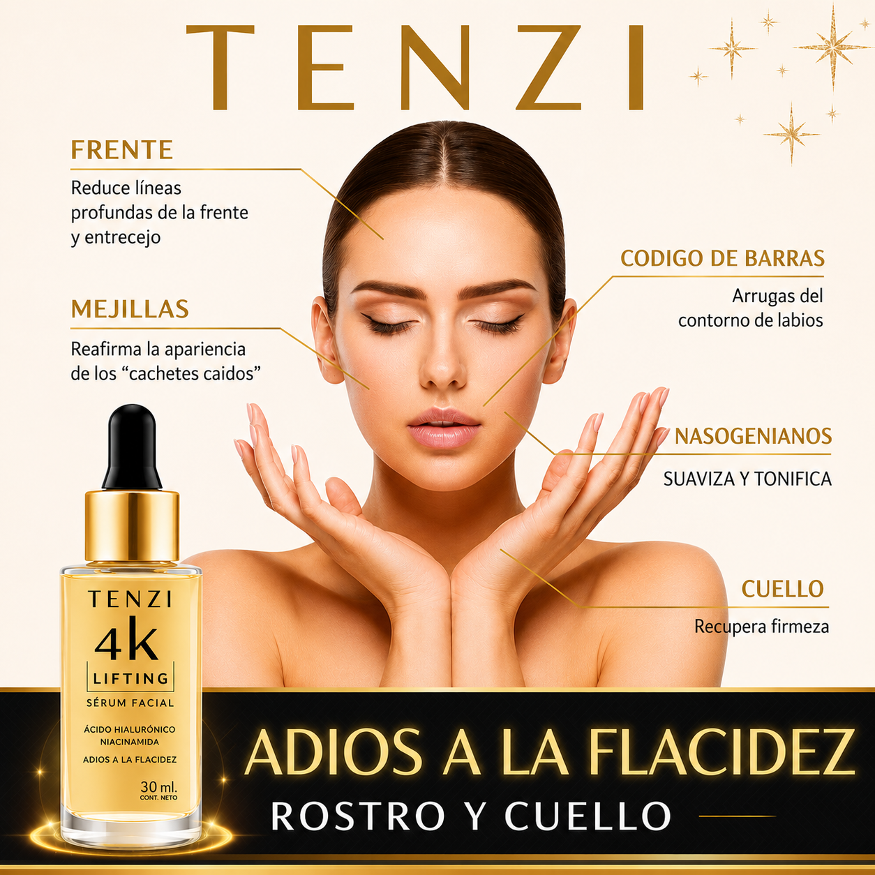 Sérum Facial Tenzi 4k Lifting Efecto Tensor 30ml