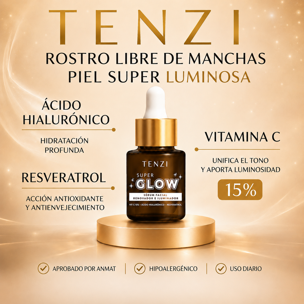 Sérum Facial Tenzi Super Glow Vitamina C Y Ácido Hialurónico